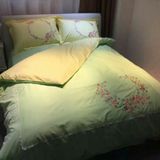纯棉绣花纯色1.8m床200×230四件套1.5米全棉床上床单2.2x2.4被套