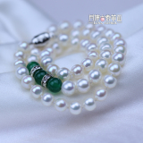 月神索菲亚 天然珍珠项链 镶嵌玛瑙宝石 送妈妈 极强光泽 正品