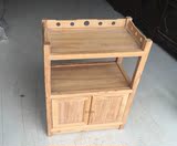 榆木免漆茶水柜中式全实木茶柜餐边柜烧水柜原木茶叶储物柜