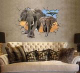 3D效果大象沙发卧室书房客厅背景墙装饰可移除PVC超大墙贴自粘纸