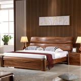 实木床1.8乌金木原木床厚重款 现代中式1.5米双人床高箱储物婚床