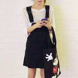 现货 Jellpe韩国代购女装2016 黑色背带半身裙短裙MA191614