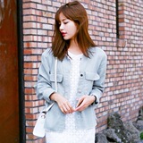 现货 Cherrykoko韩国代购女夏天蓝色圆领小夹克外套AP231604