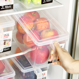 日本进口冰箱收纳盒塑料食品食物水果蔬菜保鲜盒带盖带手柄整理盒