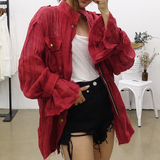 2016韩国东大门代购新款女棉麻防晒遮阳肩章长袖时尚工装风外套女