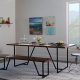 美式LOFT铁艺复古做旧实木餐桌椅组合住宅家具休闲餐厅咖啡厅桌椅