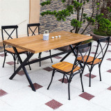 正品欧美式铁艺实木家具复古长方形餐桌椅 多功能办公会议洽谈桌