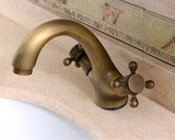 全铜欧式仿古水龙头 卫生间浴室柜专用单孔冷热水面盆龙头