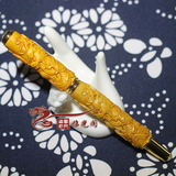 黄杨木雕龙钢笔套装 商务两用礼笔 签字笔/圆珠笔 木质工艺笔礼品