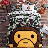 韩式卡通大嘴猴子纯棉三四件套床上用品全棉1.8m学生床单儿童床笠