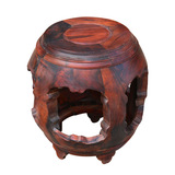 鲁艺红木家具天然原色纯色老挝大红酸枝鼓凳实木鼓墩不上色不打蜡