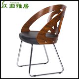 欧式餐桌椅时尚会议椅子 简约现代实木 正品真皮休闲椅包邮