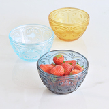 欧式纯色透明玻璃沙拉碗 情侣创意家用小水果碗点心碗甜品碗