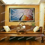 发财树油画单幅 欧式客厅抽象立体色彩画走廊玄关横版装饰床头画