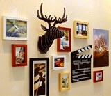 美式乡村复古组合照片墙创意鹿头相框墙客厅餐厅背景墙装饰框包邮