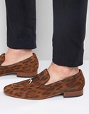 英国正品代购Jeffery West Jung男款褐色豹纹真皮乐福鞋单鞋