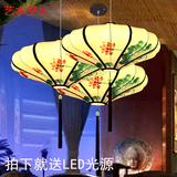 新中式布艺吊灯餐厅会所过道灯具创意仿古手绘灯笼现代简约中国风