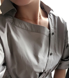 欧洲站2016秋季韩版女式衬衫时尚七分袖系带收腰薄风衣短款外套潮