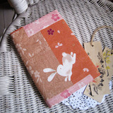 日系和风兔子樱花格 原创手工布书衣书套封皮手帐可调节定制 文艺