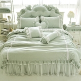 新款全棉纯色简约四件套床罩 韩式公主床单蕾丝床裙花边床上用品