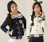 韩国代购正品童装春款女童儿童中大童学院海军风短外套棒球服