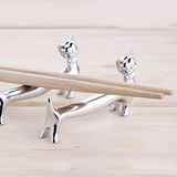 绅士猫筷子架 筷架筷托 锌合金餐桌创意筷子托 筷托筷枕筷勺两用