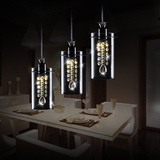 H欧美现代玻璃水晶LED小吊灯饰单三头酒吧台餐厅灯具5-15W暖白