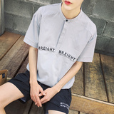 我爱型男夏季男装林弯弯潮男士短袖衬衫韩版中袖立领衬衫日系文艺