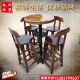 碳化实木高脚酒吧桌椅 咖啡厅庭院阳台桌椅组合 吧台凳吧椅定制