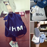 2016韩版女包时尚字母MHL环保帆布袋复古手提单肩包购物袋斜挎包
