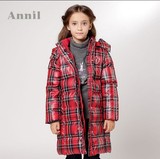 安奈儿女童装 长款羽绒服外套AG345559 专柜正品冬装 断码特价