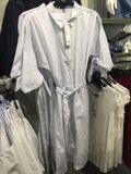 C＆A 正品代购 女式 竖条纹和浅蓝色 束带衬衫连衣裙 2016新款