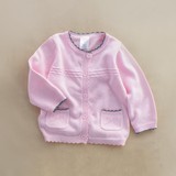 春夏女童针织开衫 外贸原单婴儿宝宝粉色薄毛衣全棉小童薄外套