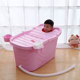 超大号儿童洗澡桶加厚塑料浴缸充气婴儿浴盆宝宝泡澡桶木桶沐浴桶