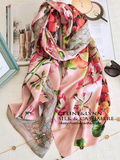 佛罗伦萨的花语 高档春秋100%桑蚕丝双层夏季长款 女真丝丝巾围巾