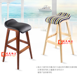 欧式时尚实木木腿椅前台高脚椅创意酒吧椅吧台凳子加厚软包超舒适