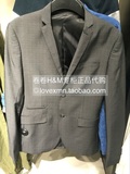 专柜正品代购H&M HM 特价折扣男装收腰细格纹休闲西装西服外套