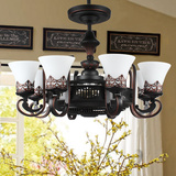 负离子带风扇的灯欧式美式仿古复古工业吸顶吊扇灯风扇灯餐厅led