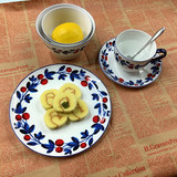 欧式浆果系蓝色创意早餐8寸骨瓷盘子西餐盘 米饭碗咖啡杯碟套装