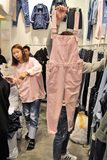 现货2016春装新款韩国东大门代购甜美可爱粉色宽松牛仔背带裤长裤