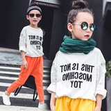 童装女童2016春秋装新款 韩版蕾丝字母长袖t恤中大儿童打底衫上衣
