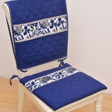 多功能连体椅垫 青花瓷中国风全棉布料印花蕾丝花边餐椅椅套