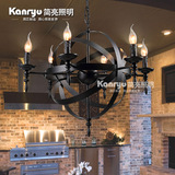 铁艺北欧美式乡村loft创意个性复古蜡烛咖啡餐厅酒吧客厅艺术吊灯