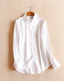XX春天家7号欧美外贸 简约率性 女春夏气质白色棉衬衫E343