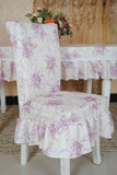 厂家直销 紫色碎花布艺餐椅套连体椅垫现代简约椅罩四个起定做