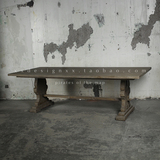 象形design进口法式复古做旧大型长方形餐桌实木原木色罗马风餐桌