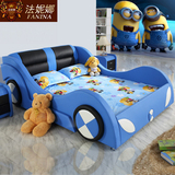 儿童床汽车真皮床卡通赛跑车1.5米1.2米男孩时尚环保单人床个性房