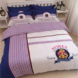 儿童床上用品四件套件纯棉欧美英伦风1.5米品全棉刺绣男孩1.8m床