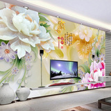 家和富贵3D中式牡丹玉雕客厅电视背景墙纸缝无缝整张5D大型壁画