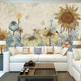 欧式创意田园花卉墙纸艺术壁纸大型复古壁画背景墙布客厅个性油画